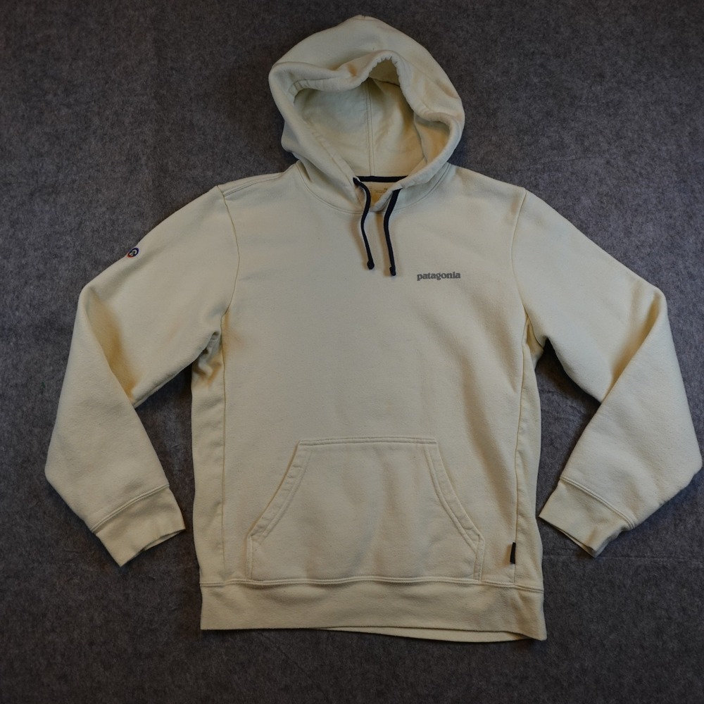 Patagonia Hoodie Mens Medium Cream Fitz Roy Icon Uprisal Hoody Logo Sweatshirt